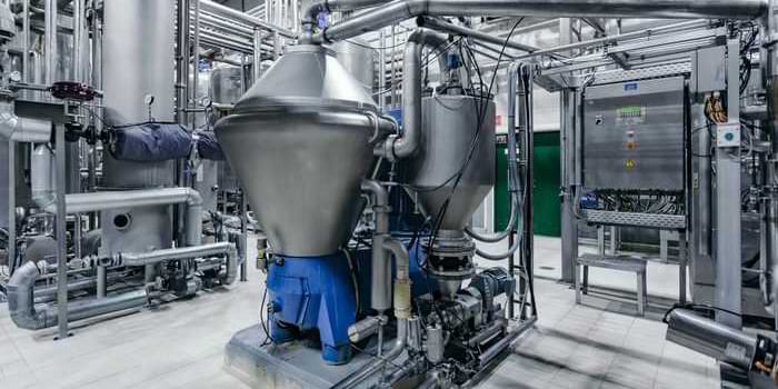 Food processing plant with stainless product handling equipment