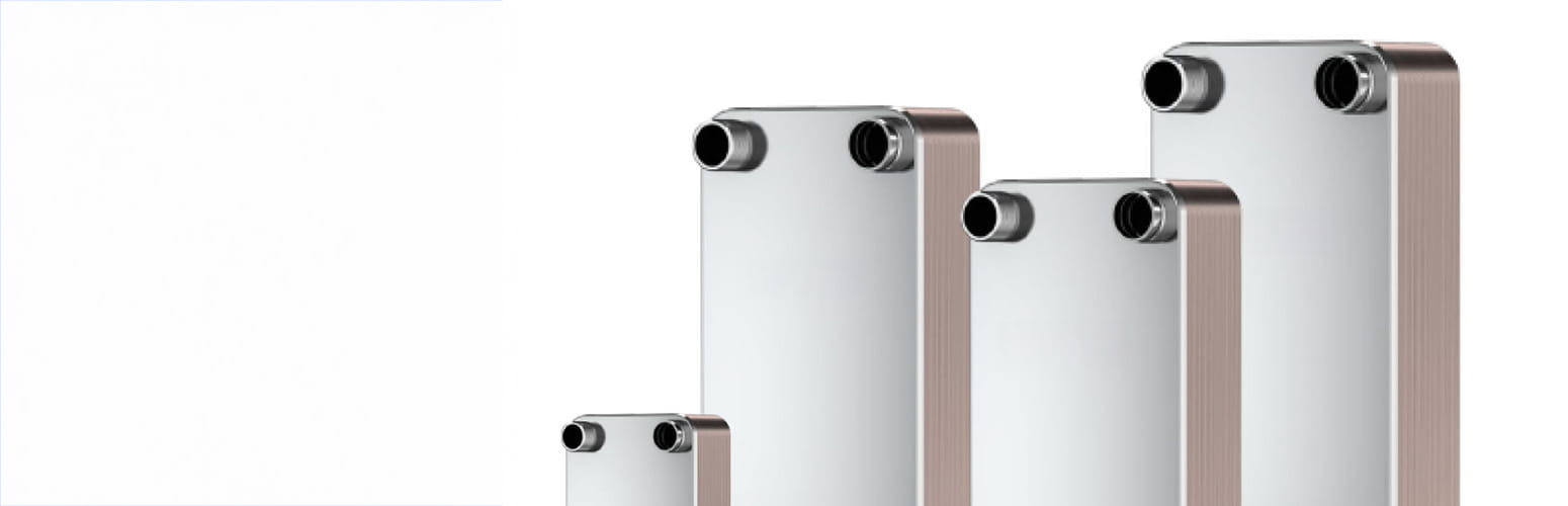 Copper brazed plate heat exchangers of several plate counts