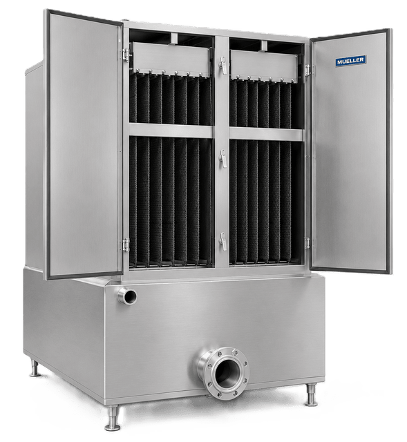 Mueller falling film chiller with its enclosed evaporator cabinet